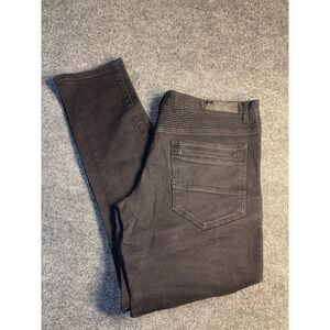 8th‎ Distrikt Moto Biker Jeans Men's 40x34 Black Denim Distressed Straight Leg